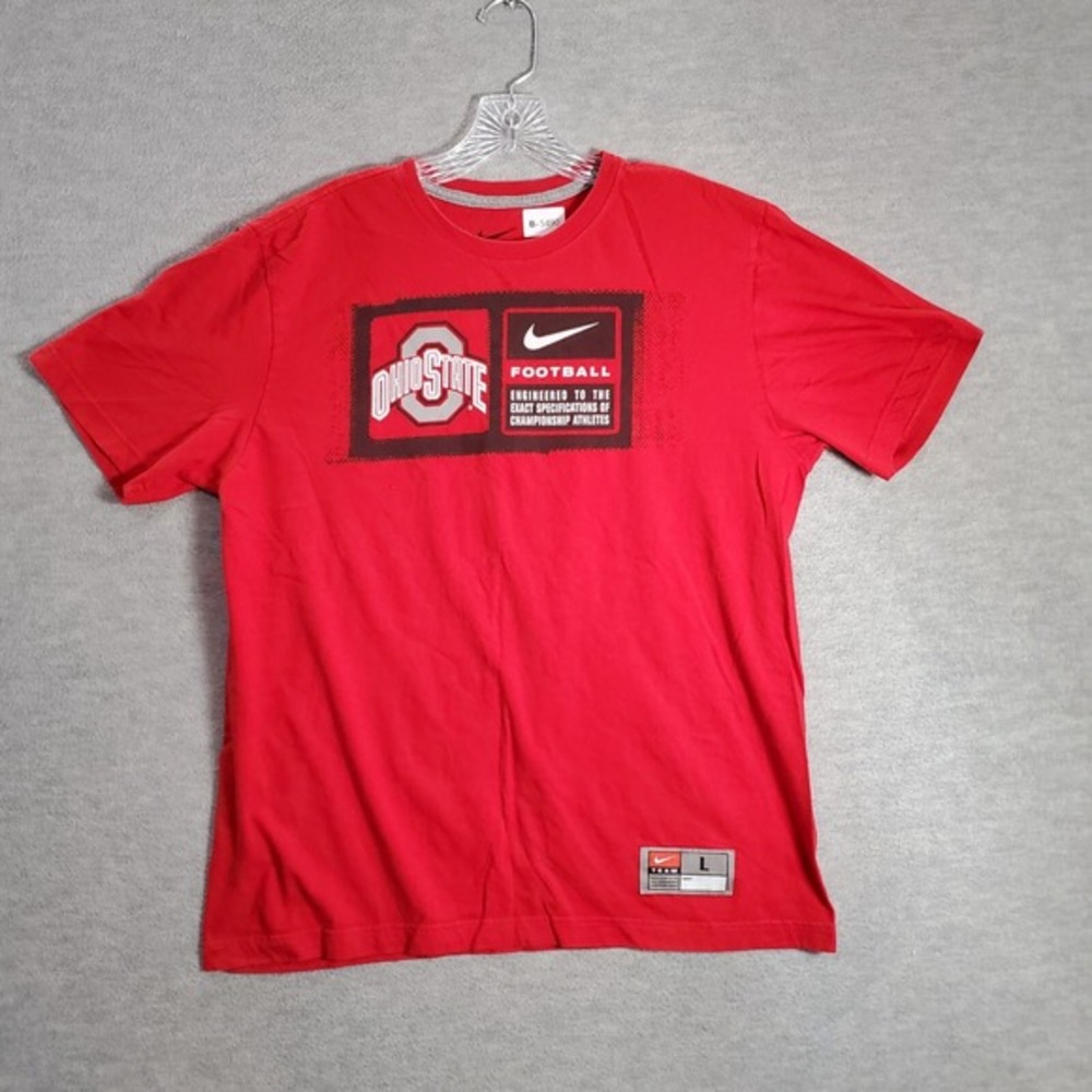 Ohio State Buckeyes Men Shirt Large Red Logo Nike Graphic Short Sleeve Tee